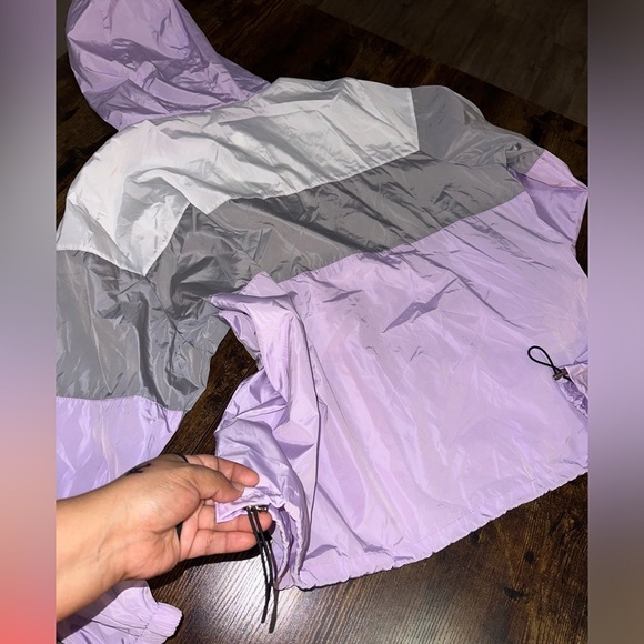 Waterproof‎ rain jacket Raincoat packable Women's Lavender and White - Picture 7 of 9